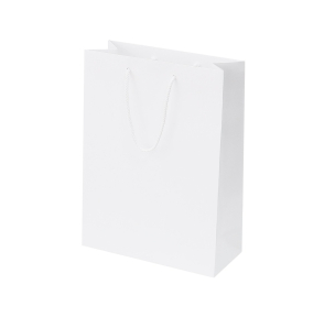 White paper bags with fabric handles