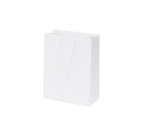 White paper bags with fabric handles
