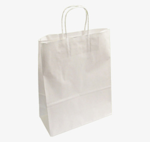 White paper bags with twisted handles