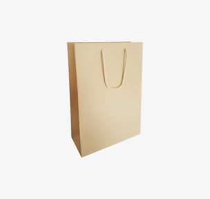 Beige paper bags with fabric handles