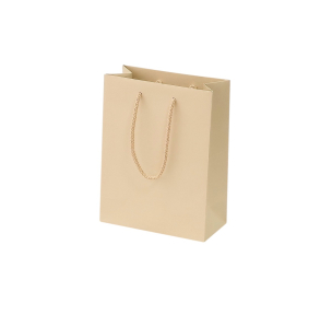 Beige paper bags with fabric handles
