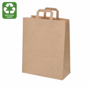 Brown paper bags with flat handles made from recycled paper 32 x 17 x 43 cm