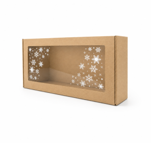 BROWN micro-corrugated cardboard Christmas design box with a window