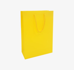 Yellow paper bags with fabric handles