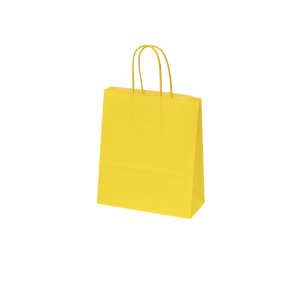 Yellow paper bags with twisted handles