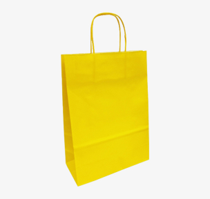 Yellow paper bags with twisted handles