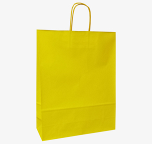 Yellow paper bags with twisted handles