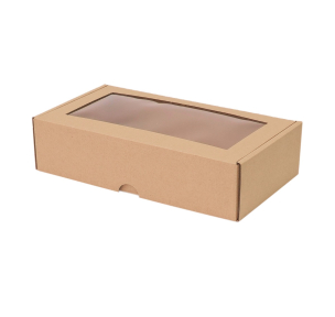 Microcorrugated cardboard box with window
