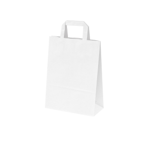 White paper bags with flat handles