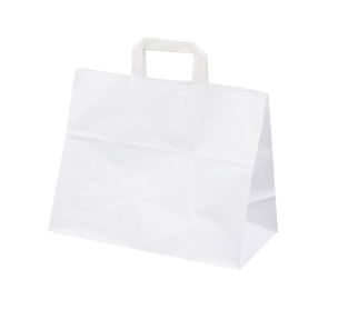 White paper bags with flat handles