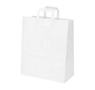 White paper bags with flat handles