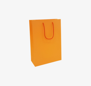 Orange paper bags with fabric handles