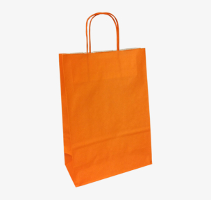 Orange paper bags with twisted handles