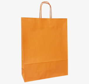 Orange paper bags with twisted handles