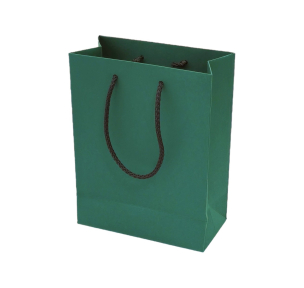 Dark green paper bags with fabric handles