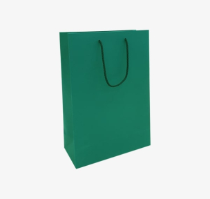 Dark green paper bags with fabric handles