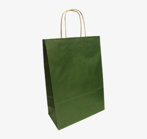Dark green paper bags with twisted handles