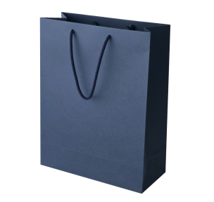 Dark blue paper bags with fabric handles