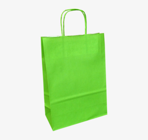 Green paper bags with twisted handles