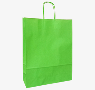 Green paper bags with twisted handles