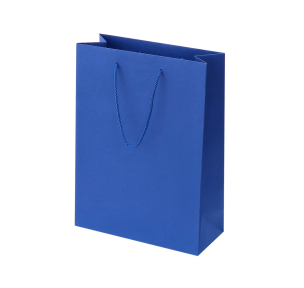 Blue paper bags with fabric handles
