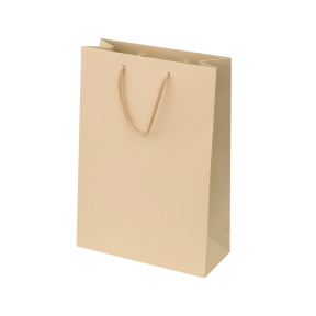 Beige paper bags with fabric handles