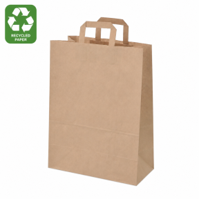 Brown paper bags with flat handles made from recycled paper 32 x 17 x 43 cm