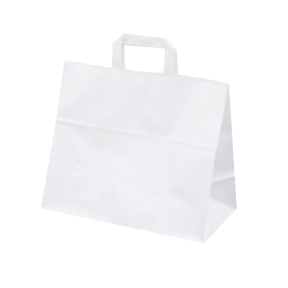 White paper bags with flat handles