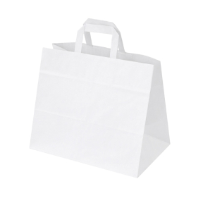 White paper bags with flat handles