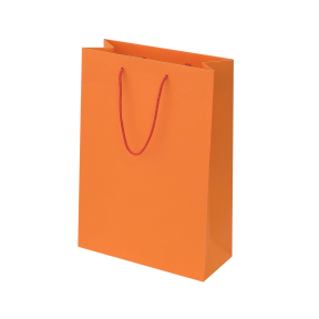 Orange paper bags with fabric handles