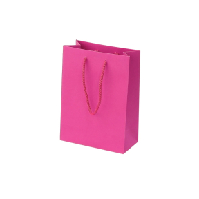 Pink paper bags with fabric handles
