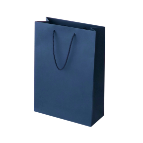 Dark blue paper bags with fabric handles
