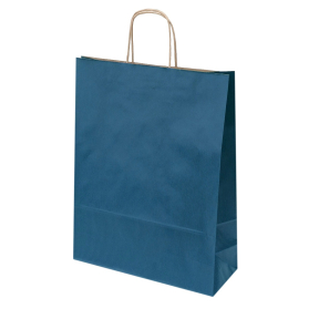 Dark blue paper bags with brown twisted handles