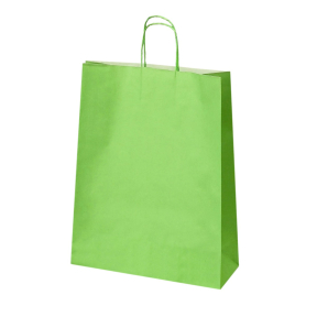 Green paper bags with twisted handles