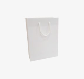 White paper bags with fabric handles