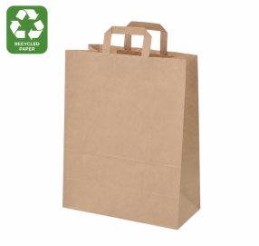 Brown paper bags with flat handles made from recycled paper 32 x 17 x 43 cm