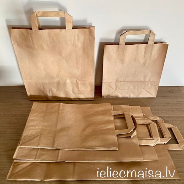 Brown paper bags with flat handles