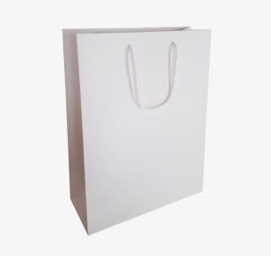 White paper bags with fabric handles