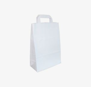 White paper bags with flat handles