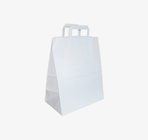 White paper bags with flat handles