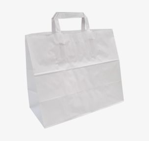 White paper bags with flat handles