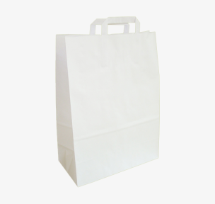 White paper bags with flat handles