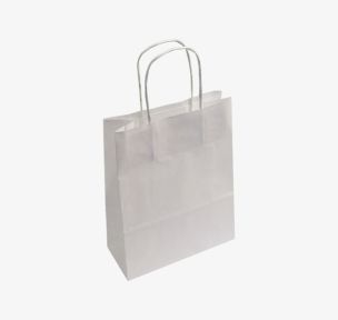 White paper bags with twisted handles