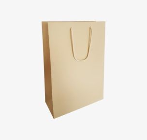 Beige paper bags with fabric handles