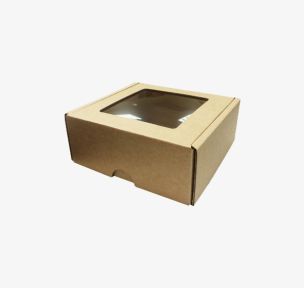 Microcorrugated cardboard box with window