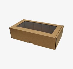 Microcorrugated cardboard box with window