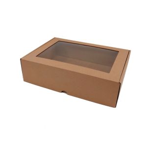 Microcorrugated cardboard box with window