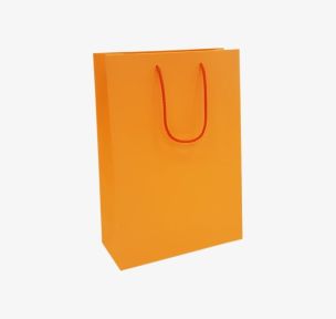 Orange paper bags with fabric handles