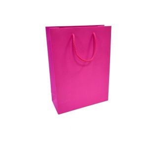 Pink paper bags with fabric handles