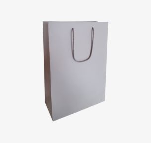 Light gray paper bags with fabric handles